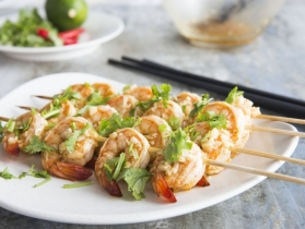 王婆大虾加盟连锁:青柠芫茜大虾串